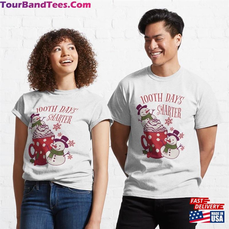 100Th Days Smarter Funny Magical Lovers Snowman And Red Mugs Gift Idea T-Shirt Unisex 29Uf187761 – Utopia Fashion