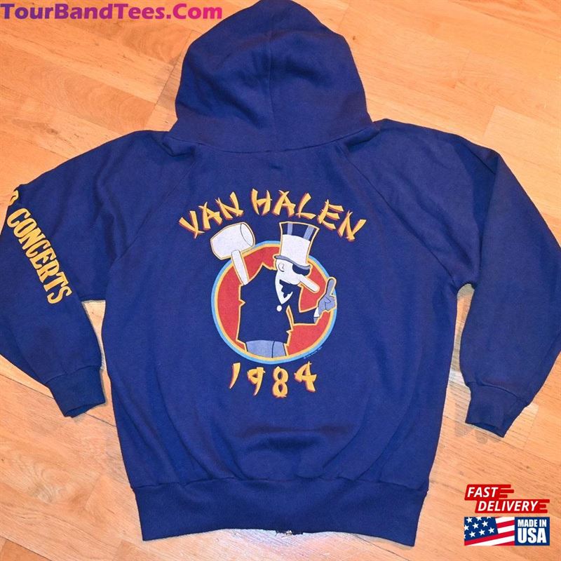 Van Halen Vintage Concert Sweatshirt Rare! 1980’S Vh Tour Jacket Hoodie Original Rock Metal (M L) Large Classic 29Uf165688 – Utopia Fashion