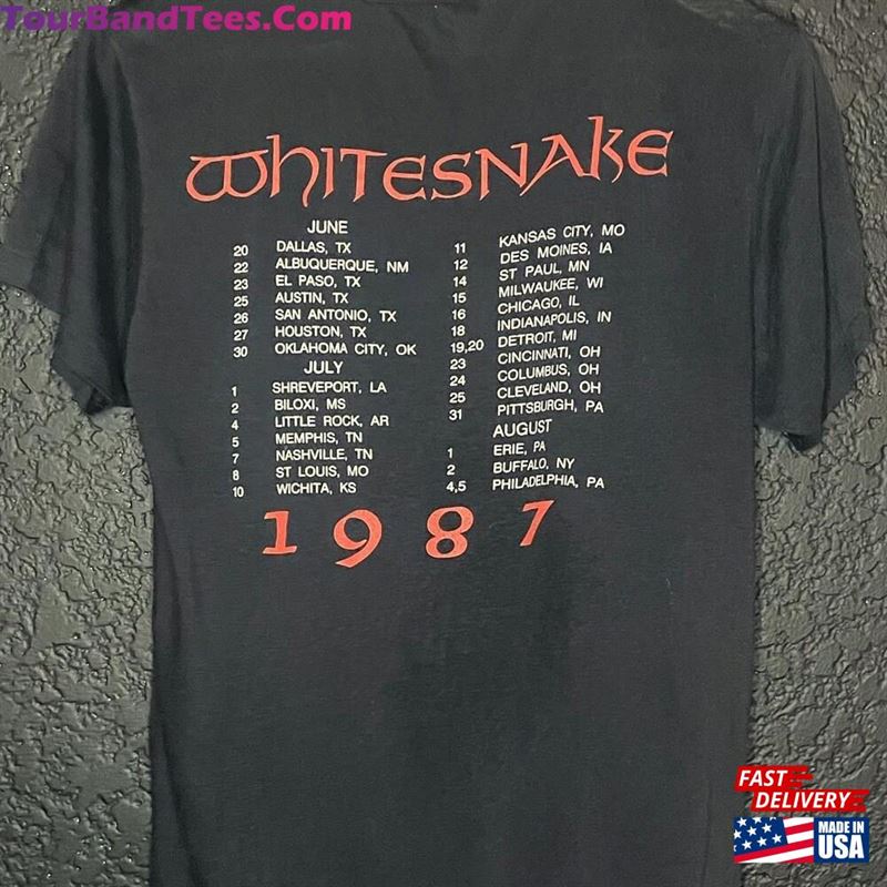 Whitesnake Tour Vintage T-Shirt Classic Unisex 29Uf168876 – Utopia Fashion