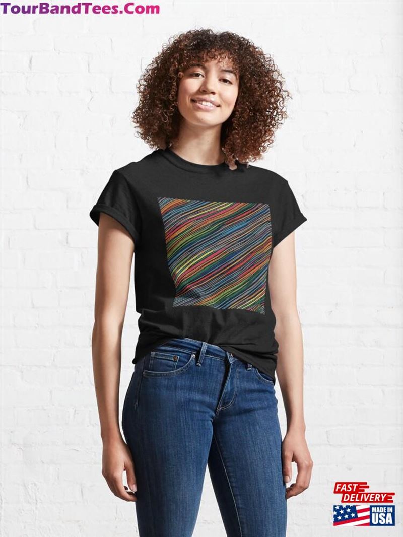 70S Retro Rainbow Stripes Colorful Pattern Classic T-Shirt Sweatshirt 29Uf186646 – Utopia Fashion