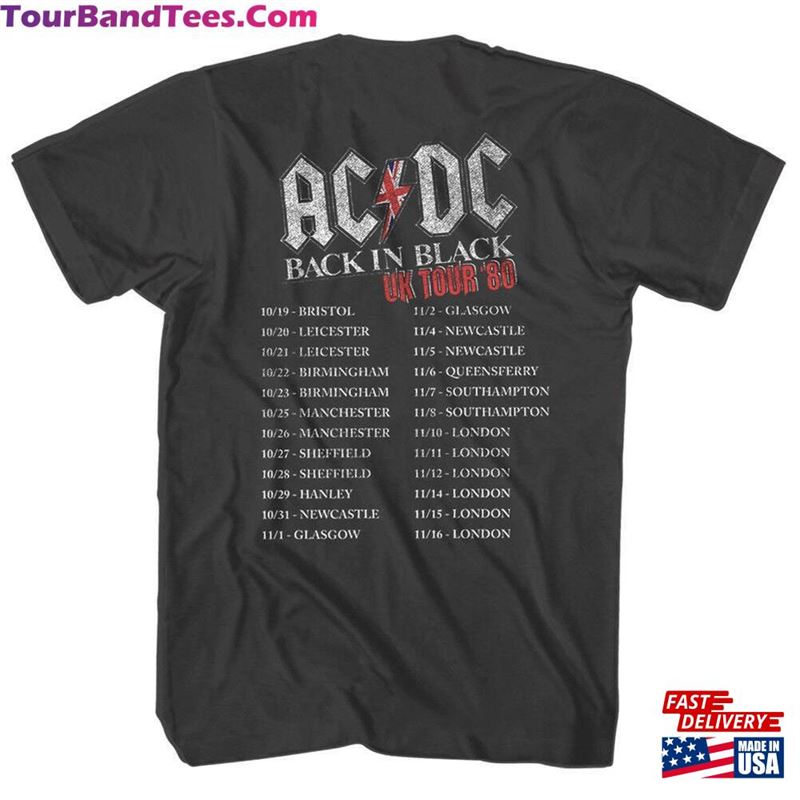 Ac Dc Back In Black T-Shirt Men’S Uk Tour Graphic Tee Vintage Rock Band Album Concert Merch Official Music Merchandise Shirt Unisex Classic 29Uf166010 – Utopia Fashion