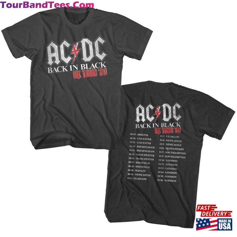 Ac Dc Back In Black T-Shirt Men’S Uk Tour Graphic Tee Vintage Rock Band Album Concert Merch Official Music Merchandise Shirt Unisex Classic 29Uf166010 – Utopia Fashion