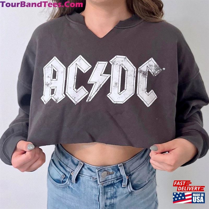 Ac Dc Graphic Cropped Pullover T-Shirt Hoodie 29Uf168272 – Utopia Fashion