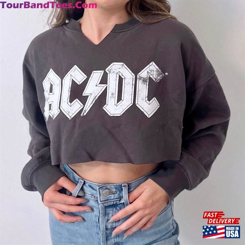 Ac Dc Graphic Cropped Pullover T-Shirt Hoodie 29Uf168272 – Utopia Fashion