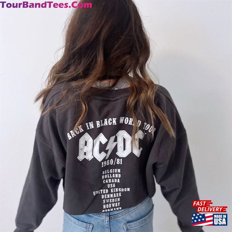 Ac Dc Graphic Cropped Pullover T-Shirt Hoodie 29Uf168272 – Utopia Fashion