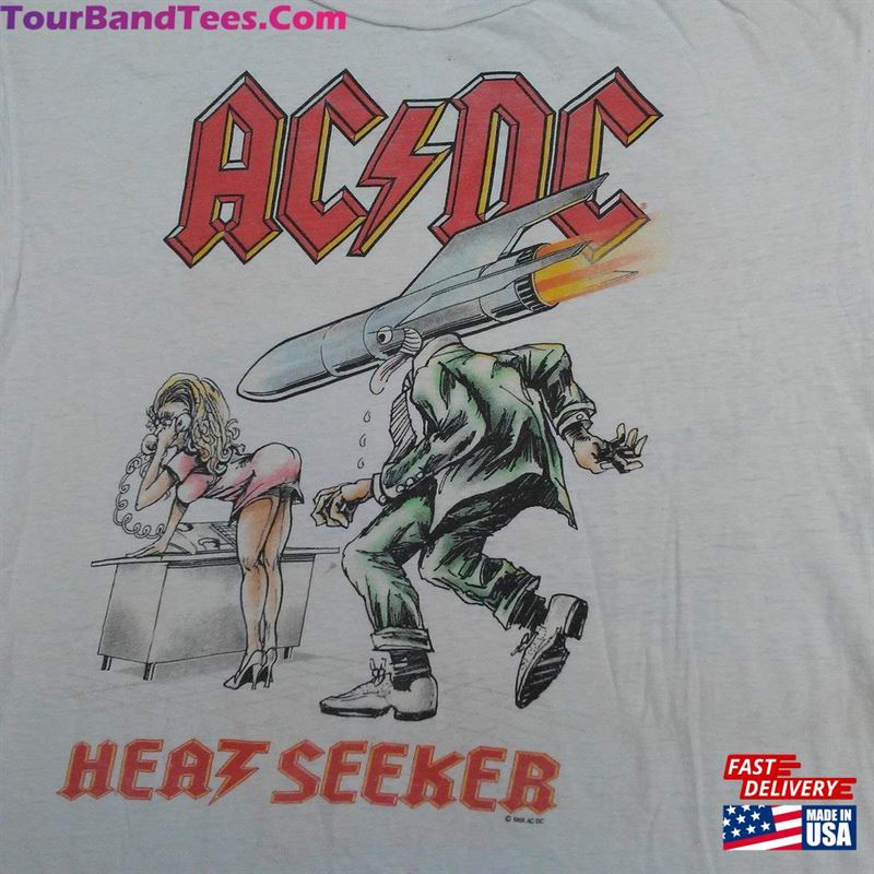 Acdc Vintage Heat Seeker T-Shirt Tour Single Stitch Heavy Metal Band Tee Rare Hard Rock Chick Ac Dc 80S Angus Young Australia L Classic 29Uf166030 – Utopia Fashion