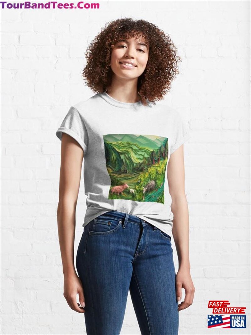 An Epic Perspective Elevated And Pastel Colors To A Peaceful Landscape View Classic T-Shirt Hoodie 29Uf182093 – Utopia Fashion