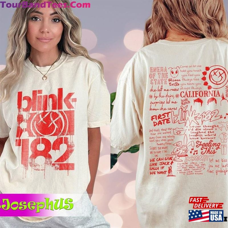 Blink World Tour Vintage Style Neon Logo Rock Tee Shirt T-Shirt Hoodie 29Uf177277 – Utopia Fashion