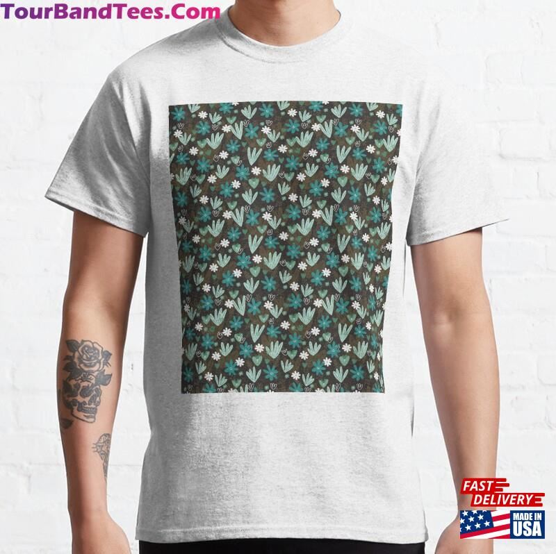 Blooming Florals Pattern (Teal Green Classic T-Shirt 29Uf172059 – Utopia Fashion