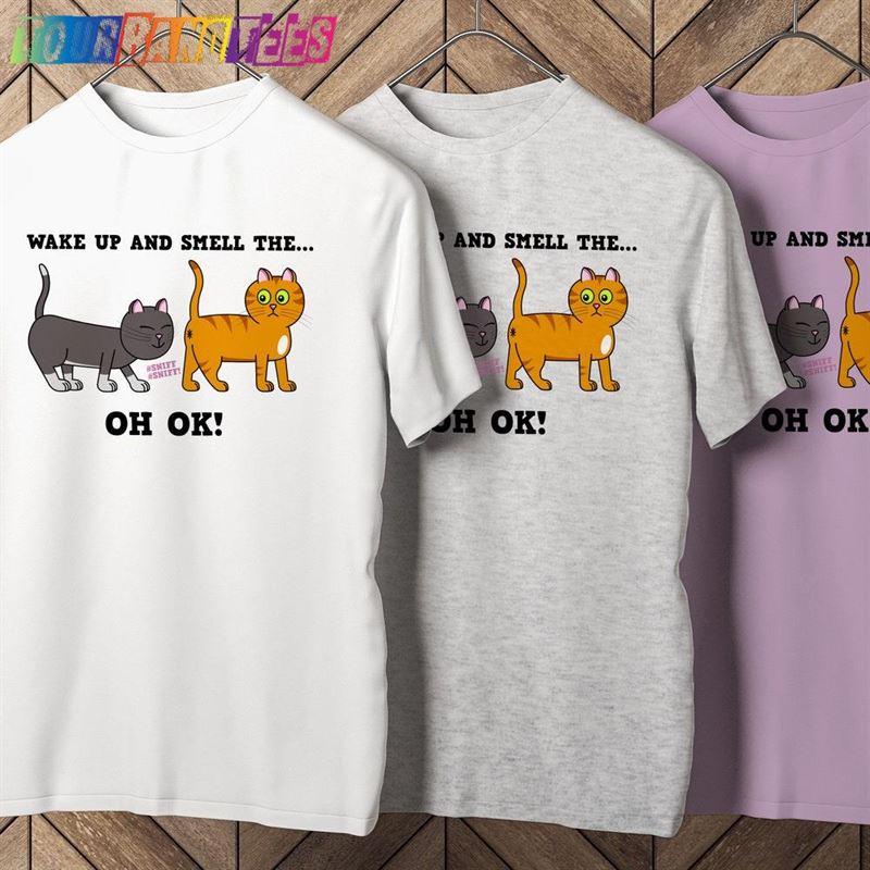 Cat Sniffing Butt T-Shirt Cute Cartoon Tabby Lover’S T Shirt Funny Cats Sniff Graphic Tee Unisex Classic 29Uf177569 – Utopia Fashion