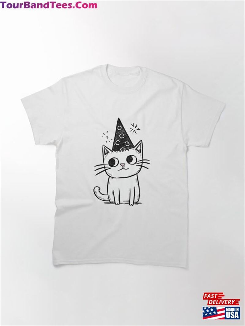 Cat Wearing A Party Hat Classic T-Shirt 29Uf187352 – Utopia Fashion