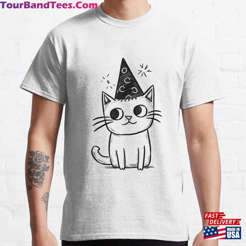 Cat Wearing A Party Hat Classic T-Shirt 29Uf187352 – Utopia Fashion