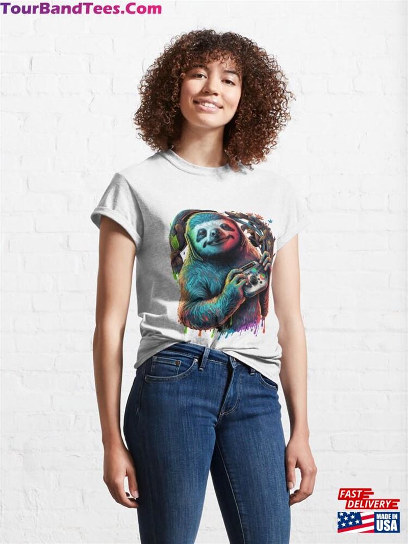 Colorful Game Style Sloth T-Shirt Design Classic Unisex 29Uf181828 – Utopia Fashion