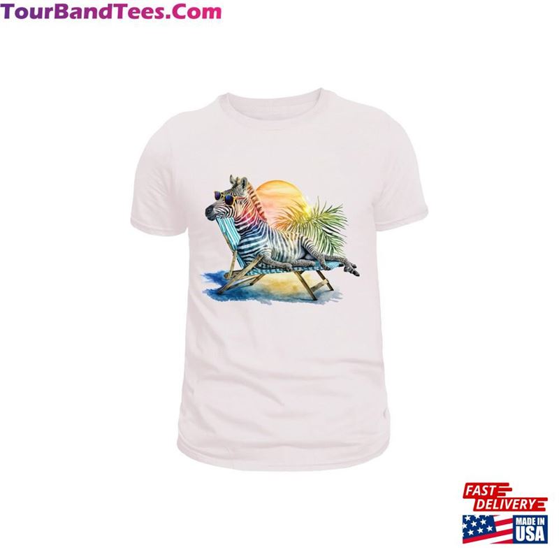 Colorful Watercolor Funny Zebra On The Beach Wall Art T-Shirt Print Hoodie 29Uf187788 – Utopia Fashion