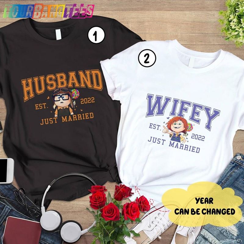 Custom Disney Up Carl And Ellie Couple Shirts Her His Shirt Just Married Husband Wife Classic Hoodie 29Uf178298 – Utopia Fashion