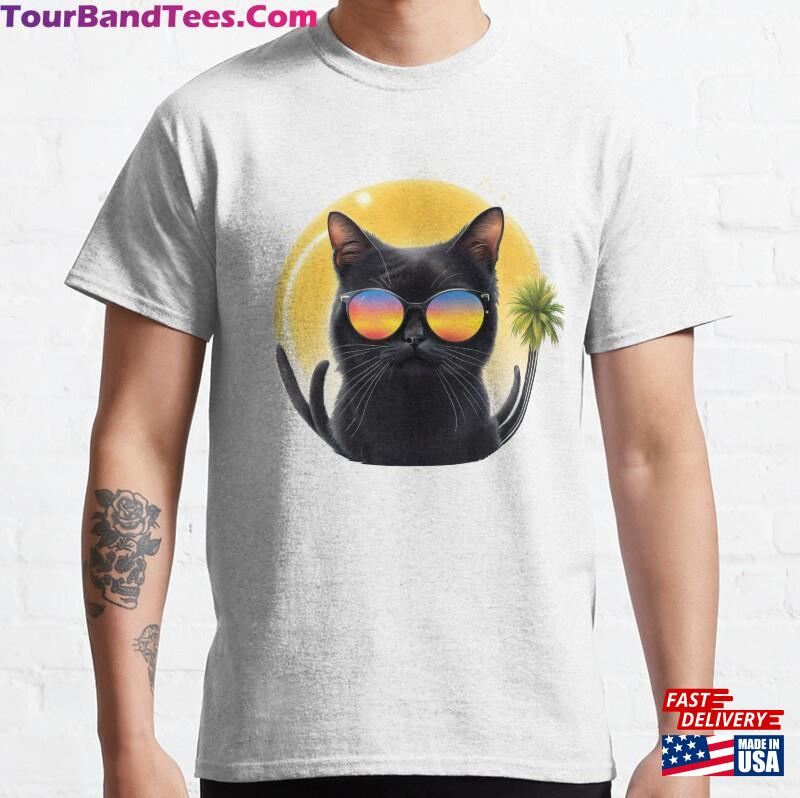 Cute Black Cat Wearing Sunglasses T-Shirt Design Vector Stylized Animal Print For Streetwear And Hip Hop Style Classic Sweatshirt 29Uf166258 – Utopia Fashion