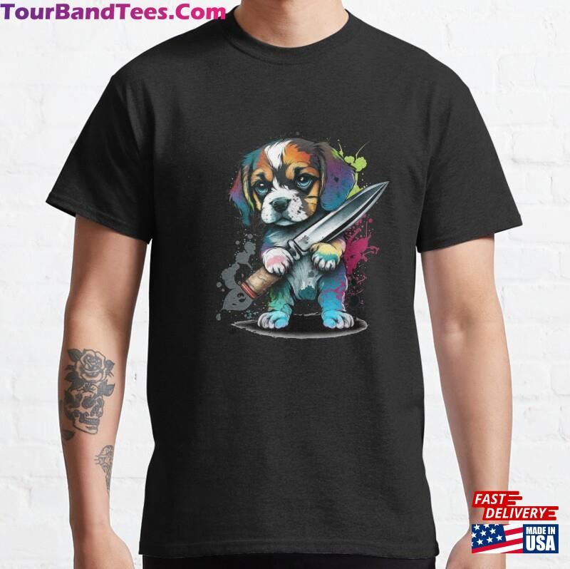 Cute Dog With Knife Sticker Shirt Hoodie Classic 29Uf182596 – Utopia Fashion