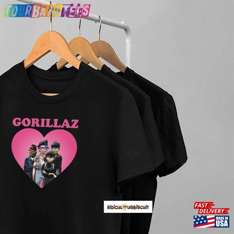 Cute Gorillaz Heart T-Shirt Fall North America Tour Shirt Classic 29Uf169777 – Utopia Fashion