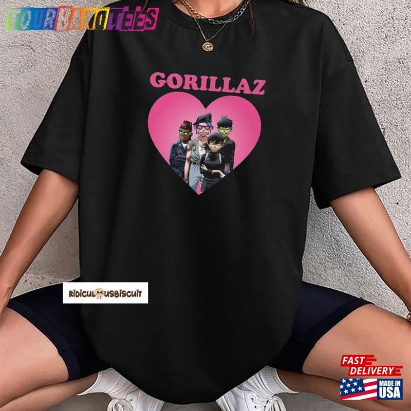 Cute Gorillaz Heart T-Shirt Fall North America Tour Shirt Classic 29Uf169777 – Utopia Fashion