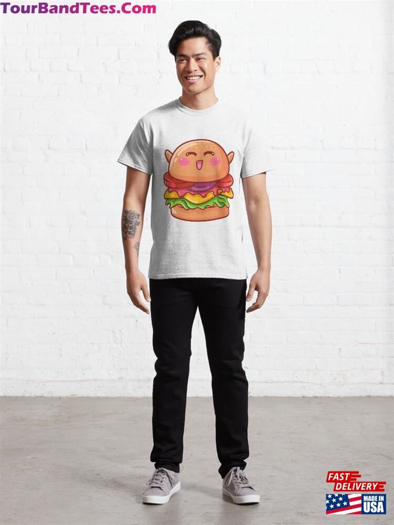 Cute Happy Burger Classic T-Shirt Unisex 29Uf167394 – Utopia Fashion