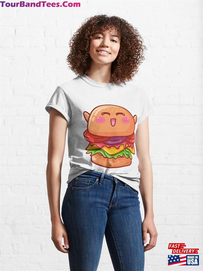 Cute Happy Burger Classic T-Shirt Unisex 29Uf167394 – Utopia Fashion