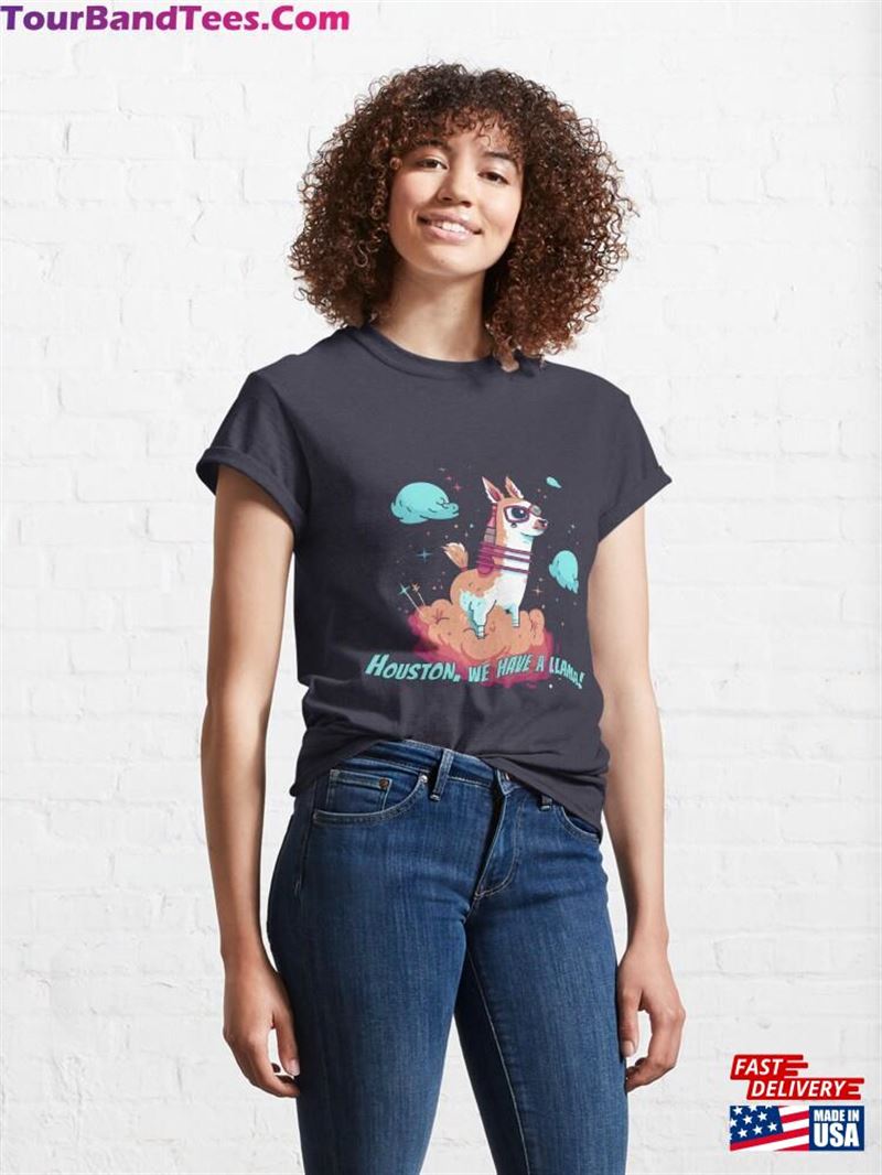 Cute Llama Riding A Rocket Through The Galaxy Quot Classic T-Shirt 29Uf166901 – Utopia Fashion