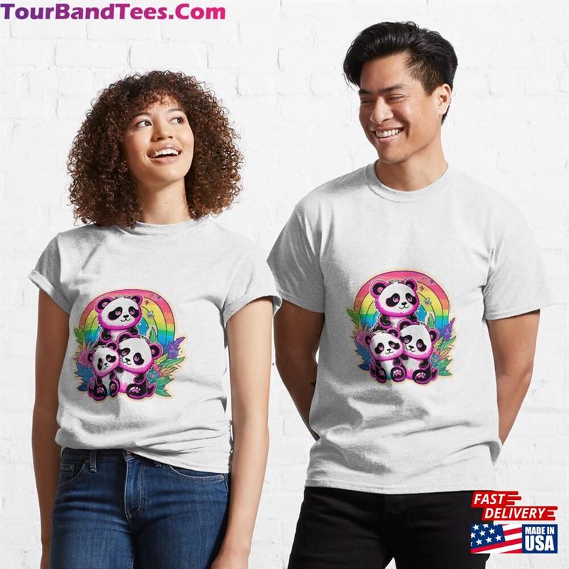 Cute Rainbow Pandas Classic T-Shirt Unisex 29Uf187676 – Utopia Fashion