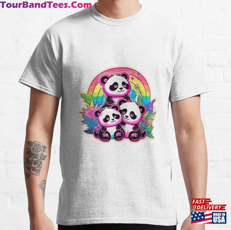 Cute Rainbow Pandas Classic T-Shirt Unisex 29Uf187676 – Utopia Fashion