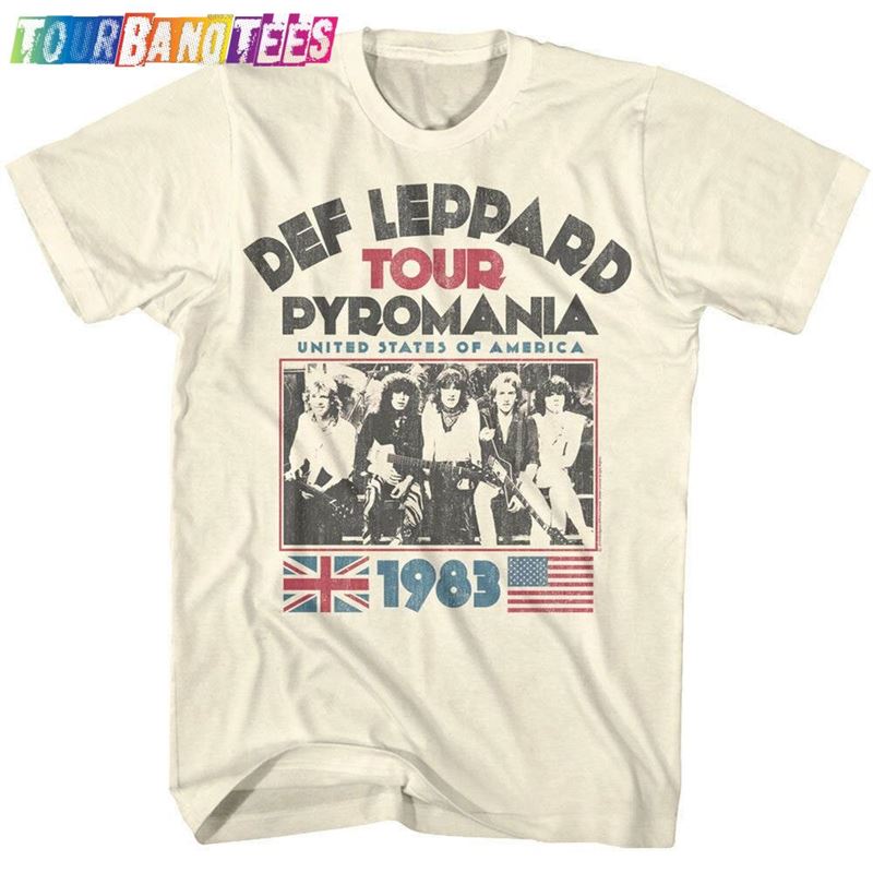 Def Leppard Men’S T-Shirt Pyromania Usa Tour Ivory Cotton Rock Band Concert Tees Artistic Cool Gift For Him Boyfriend Hoodie Classic 29Uf180324 – Utopia Fashion