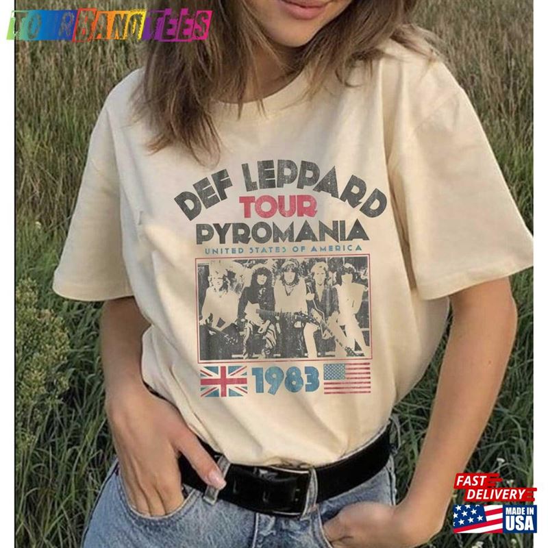 Def Leppard Men’S T-Shirt Pyromania Usa Tour Ivory Classic 29Uf173515 – Utopia Fashion