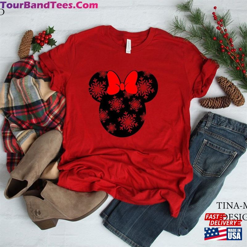 Disney Christmas Minnie Head Snowflakes With Red Ribbon Shirt Hoodie Unisex 29Uf182802 – Utopia Fashion