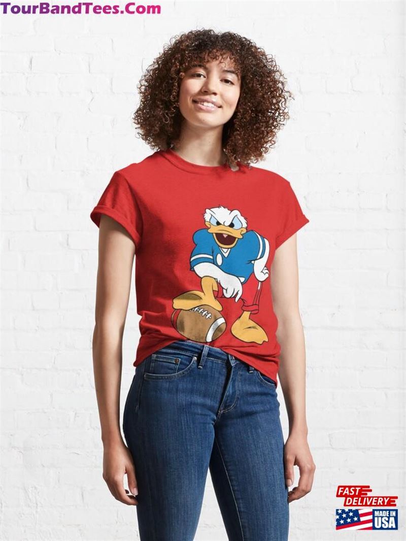 Donald Duck Playing American Football Funny Illustration T-Shirt Classic 29Uf187346 – Utopia Fashion