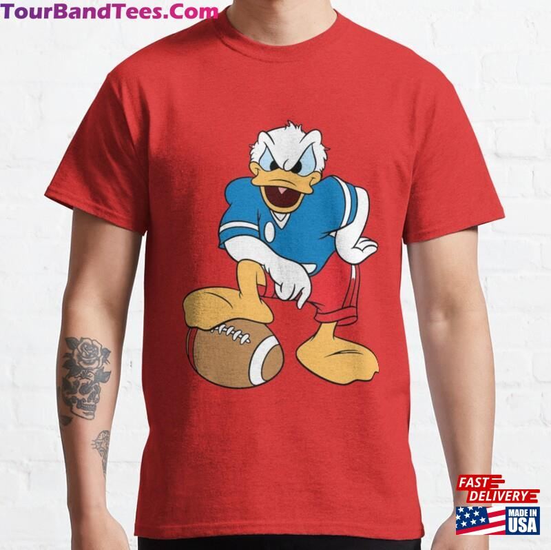 Donald Duck Playing American Football Funny Illustration T-Shirt Classic 29Uf187346 – Utopia Fashion