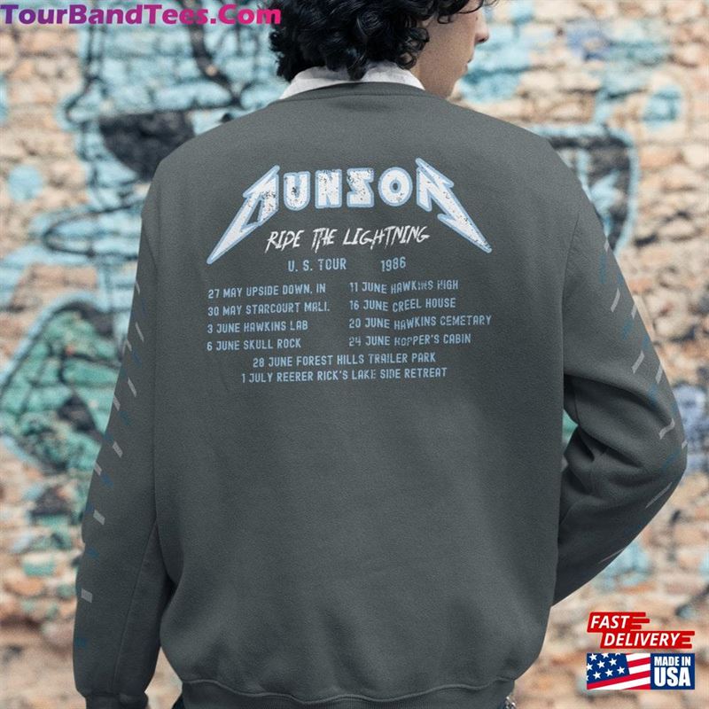 Eddie Munson Sweatshirt Retro Distressed Metallica Like Tour Shirt Stranger Fan Gift Guitar Pick Hoodie T-Shirt 29Uf165493 – Utopia Fashion