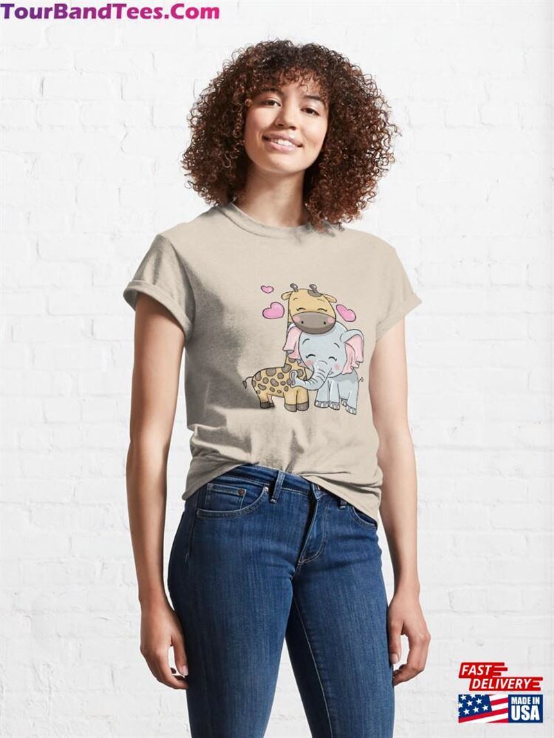 Elephant And Giraffe In Love Classic T-Shirt Sweatshirt 29Uf177848 – Utopia Fashion