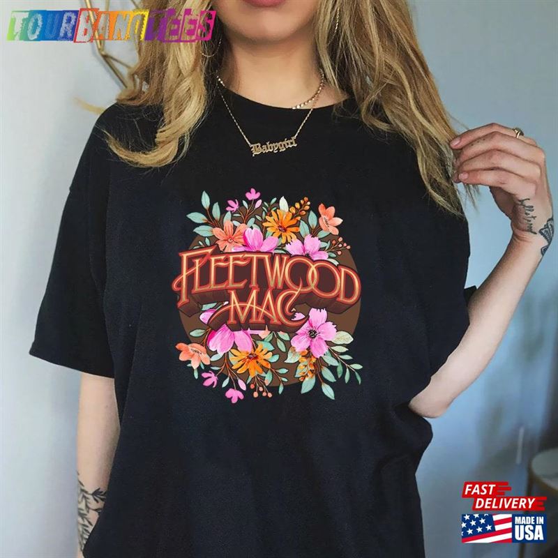 Fleetwood Mac Shirt Vintage Floral Retro Band Graphic Tee Stevie Nicks Classic Unisex 29Uf170395 – Utopia Fashion