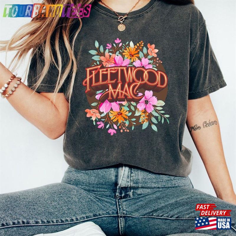 Fleetwood Mac Shirt Vintage Floral Retro Band Graphic Tee Stevie Nicks Classic Unisex 29Uf170395 – Utopia Fashion