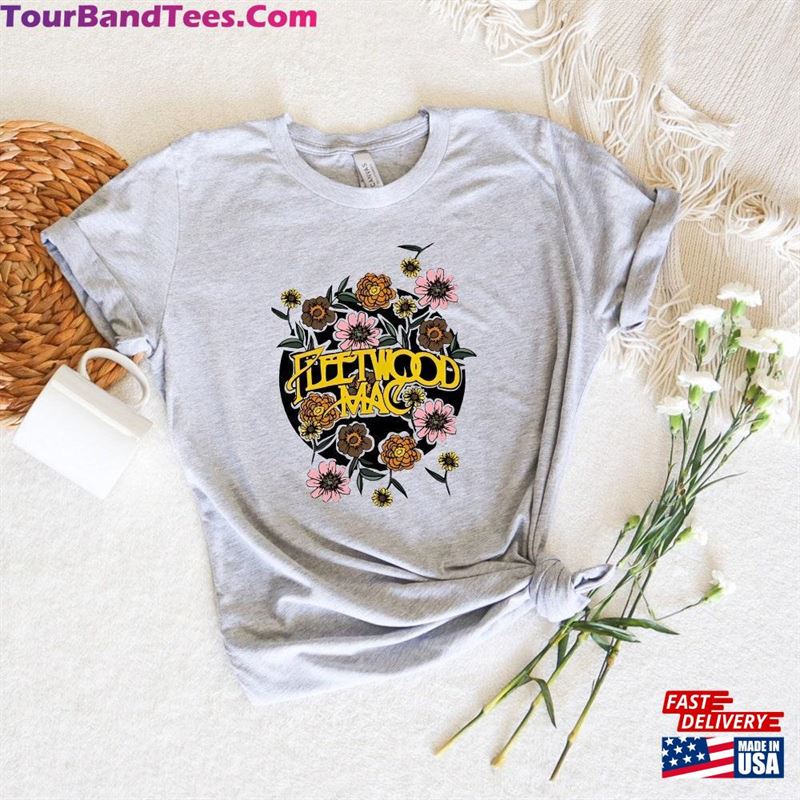 Fleetwood Mac T-Shirt Vintage Floral Retro Band Graphic Tee Distressed Rock And Roll Shirt Hoodie Classic 29Uf168284 – Utopia Fashion