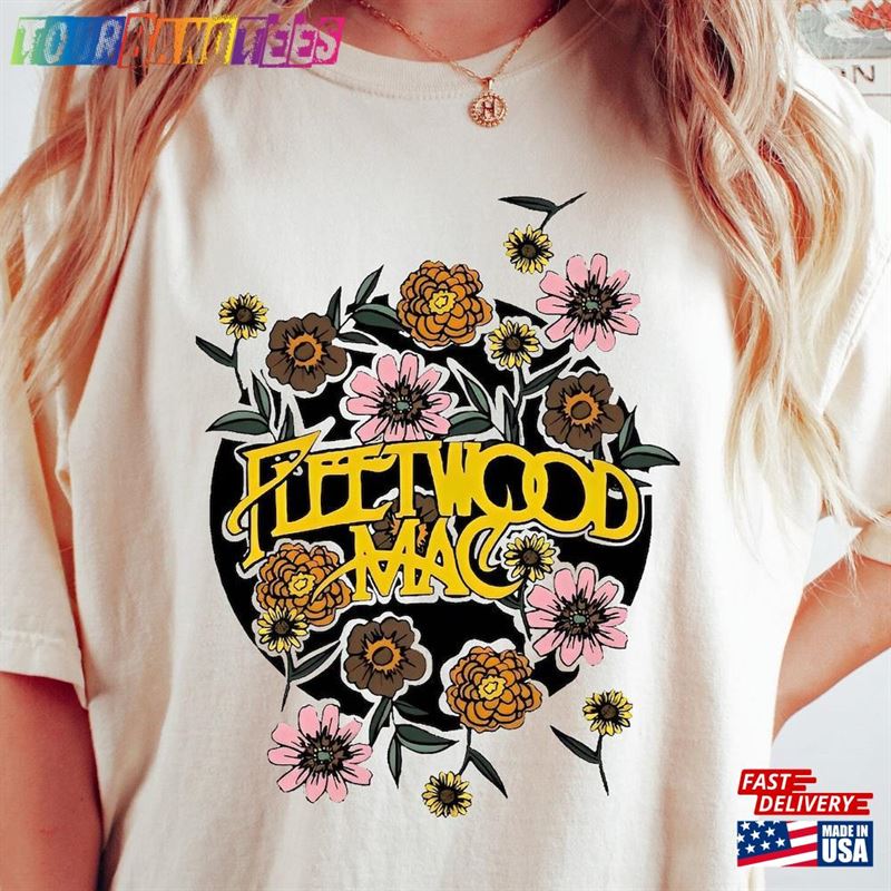 Fleetwood Mac T-Shirt Vintage Floral Retro Band Graphic Tee Distressed Rock And Roll Shirt Unisex Hoodie 29Uf172025 – Utopia Fashion