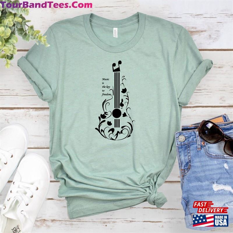 Floral Guitar T-Shirt Music Festival Shirt Flower Tees Unisex Classic 29Uf187313 – Utopia Fashion