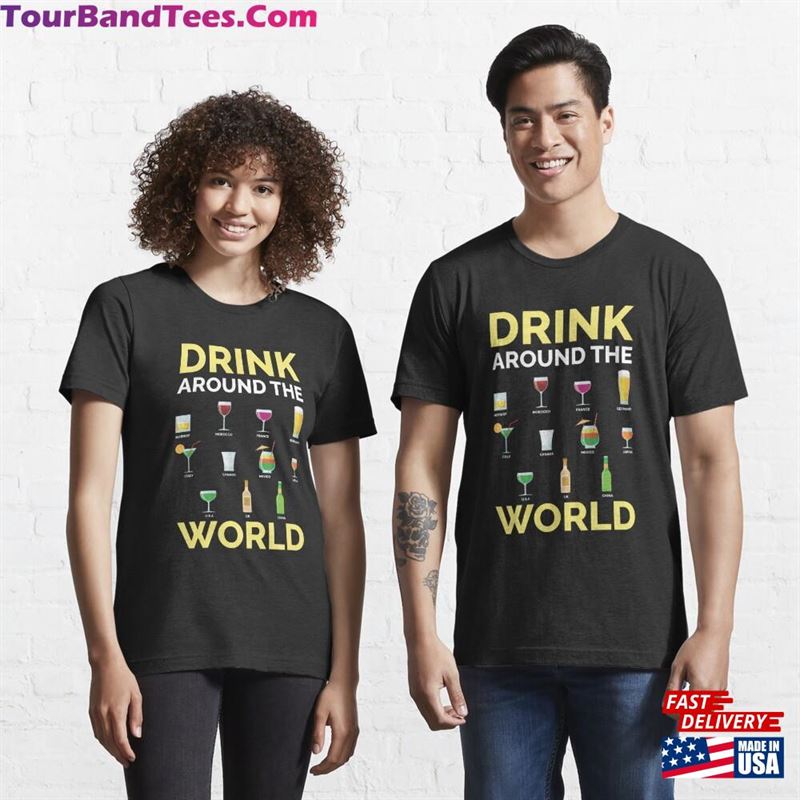 Funny Alcohol Around The World Drink Travel Gift Idea Essential T-Shirt Hoodie Sweatshirt 29Uf167387 – Utopia Fashion