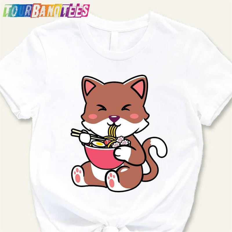 Funny Cat Eating Ramen Shirt Anime Kitten Cute Noodle Tee Classic Hoodie 29Uf174915 – Utopia Fashion