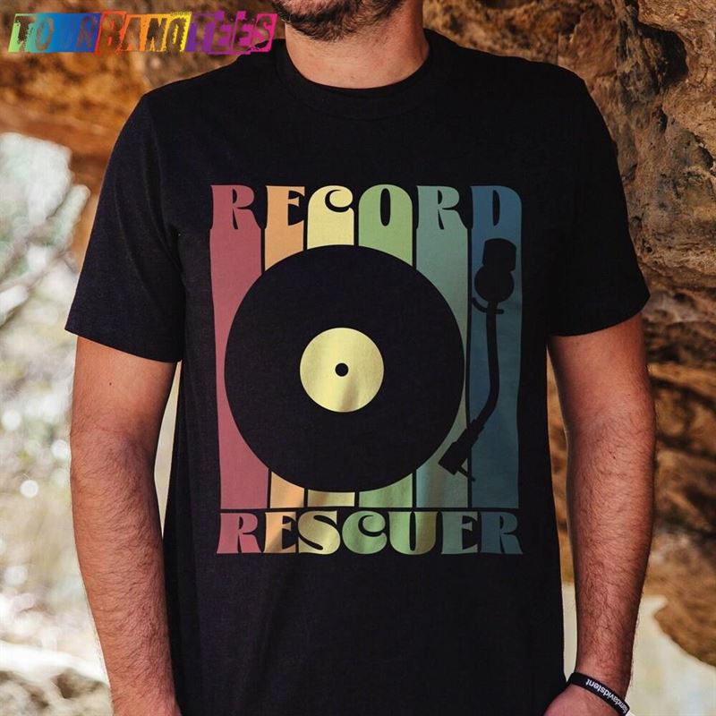 Funny Vinyl Record Shirt Rescuer Retro Silhouette Hoarder Quality Cotton Unisex T-Shirt 29Uf175816 – Utopia Fashion