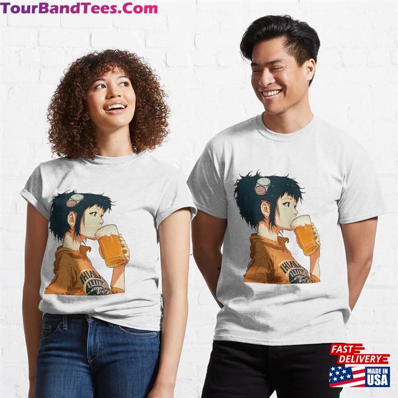 Get Your Anime Fix With Our Cute Girl Drinking Beer T-Shirt Classic 29Uf187699 – Utopia Fashion