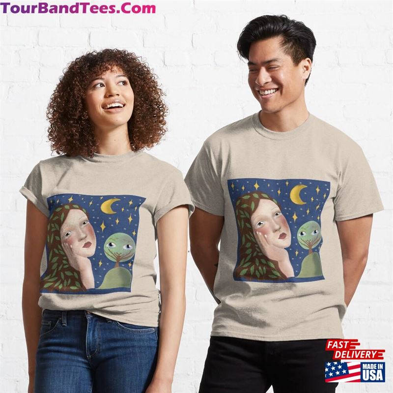 Girl With Moon Surreal Art T Shirt T-Shirt Unisex 29Uf186545 – Utopia Fashion