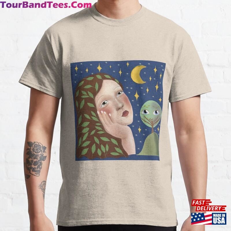 Girl With Moon Surreal Art T Shirt T-Shirt Unisex 29Uf186545 – Utopia Fashion