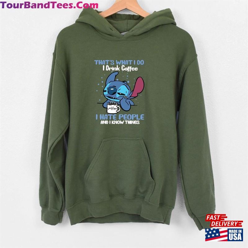 I Drink Coffee Hate People Stitch Sweatshirt Hoodie Disney Classic 29Uf186972 – Utopia Fashion