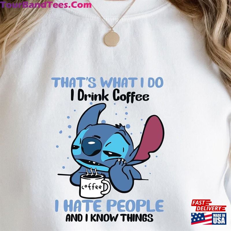 I Drink Coffee Hate People Stitch Sweatshirt Hoodie Disney Classic 29Uf186972 – Utopia Fashion