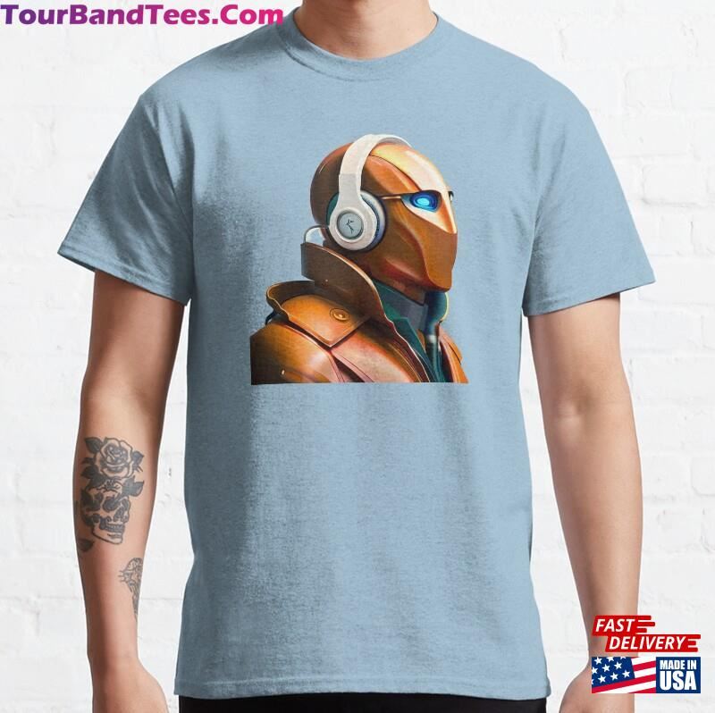 Melody Machine Funny Robotic Bird With Headphones Listening To Music Classic T-Shirt Unisex 29Uf172705 – Utopia Fashion