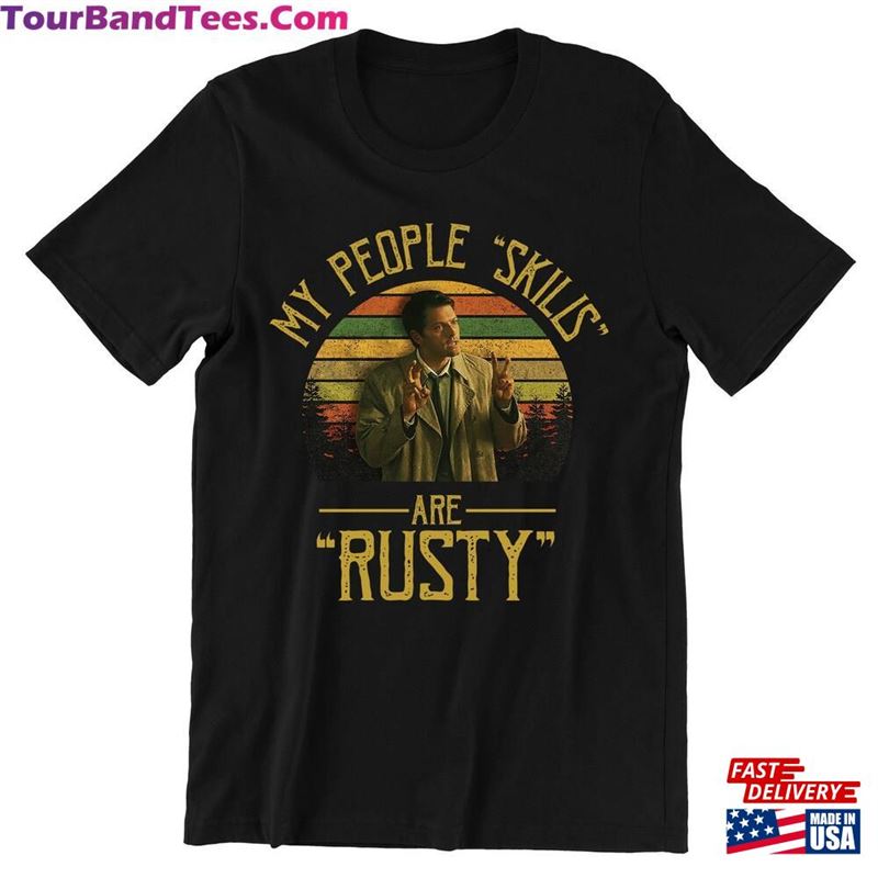 Misha Collins My People Skills Are Rusty Vintage T-Shirt Movies Quote Unisex Tshirt 29Uf172099 – Utopia Fashion